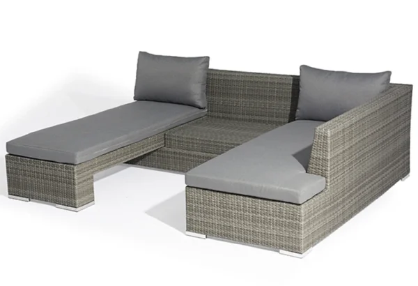 Modern Design 3-Pcs Outdoor Furniture Set Used Resin Wicker Sofa and Side Table With Metal Frame for Corner Patio - Image 2