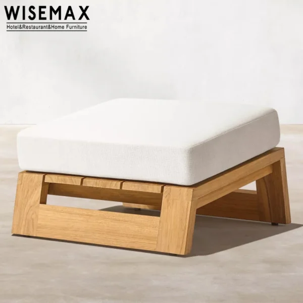 Patio Sofa Set Teak Wood Furniture Garden Accent Leisure Chairs Sofa with Ottoman Wooden - Image 5