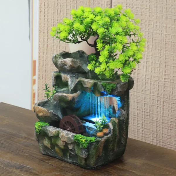 Water Fountain Decoration High Simulation Tree Indoor Home Decoration Resin Feng Shui Garden Fountains Table Fountain All-season - Image 2