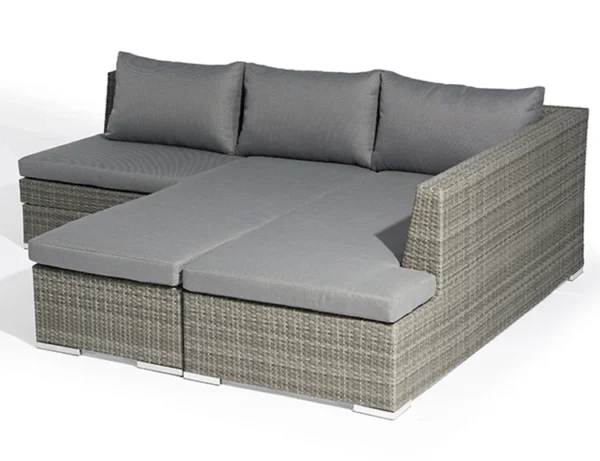 Modern Design 3-Pcs Outdoor Furniture Set Used Resin Wicker Sofa and Side Table With Metal Frame for Corner Patio