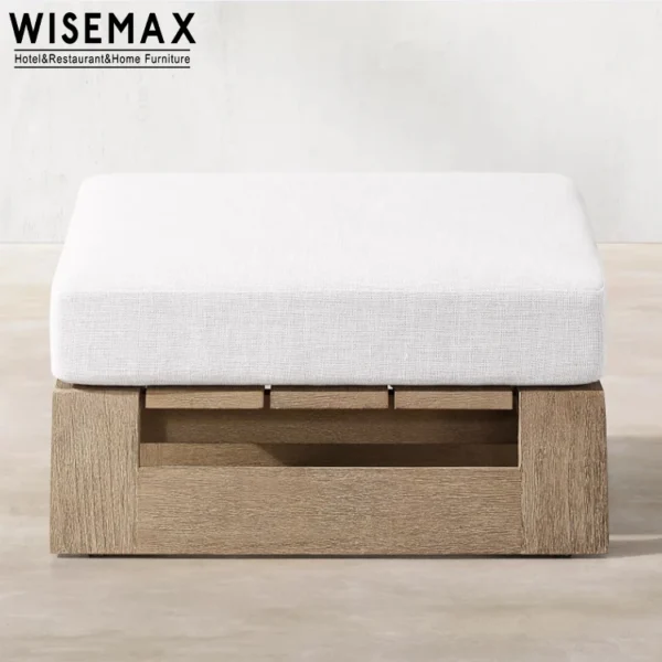 Patio Sofa Set Teak Wood Furniture Garden Accent Leisure Chairs Sofa with Ottoman Wooden - Image 2