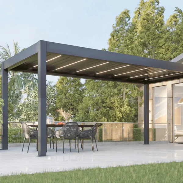 Home Decorative Waterproof Retractable Gazebo Beach Arches Panel Slats Bioclimatic Aluminum Louvered Pergola Made in China - Image 3