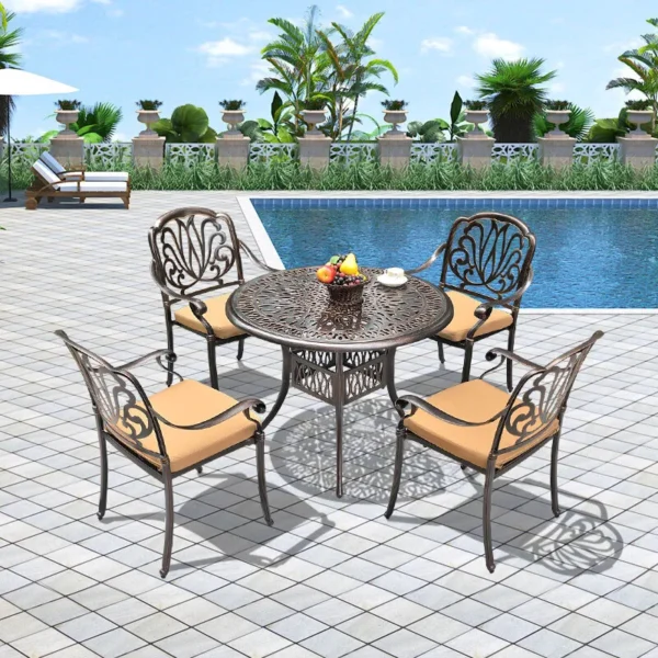 Wrought Iron Aluminumtable and Chairs - Image 2