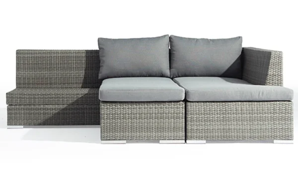 Modern Design 3-Pcs Outdoor Furniture Set Used Resin Wicker Sofa and Side Table With Metal Frame for Corner Patio - Image 3